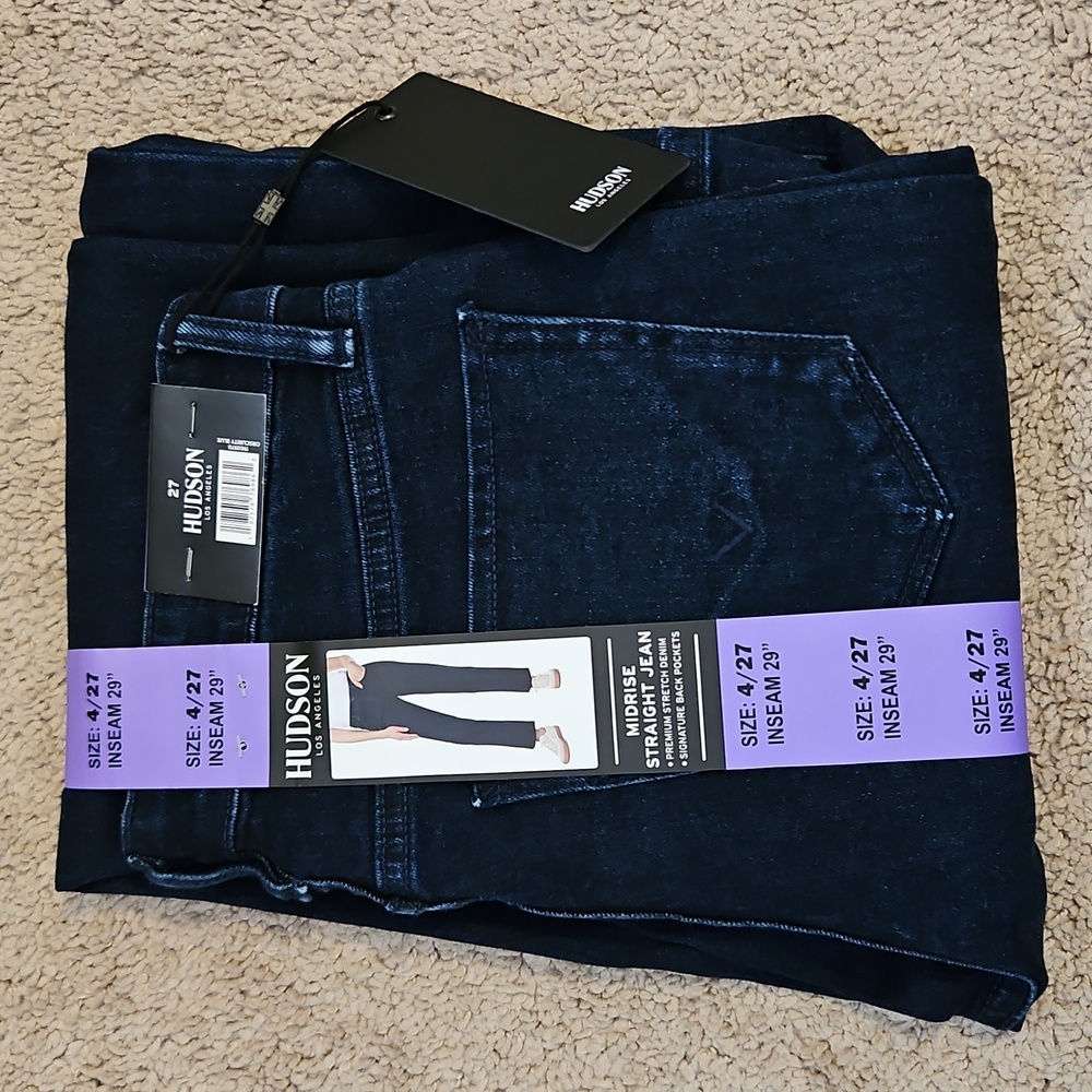 NEW! Hudson Dark Blue Wash Straight Leg Mid Rise Jeans - Picture 5 of 14